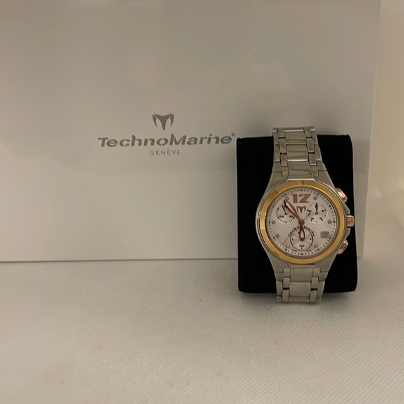 TechnoMarine Ladies Stainless and Rose Gold Diamond Neo Classic III Watch - EUC - Picture 5 of 15